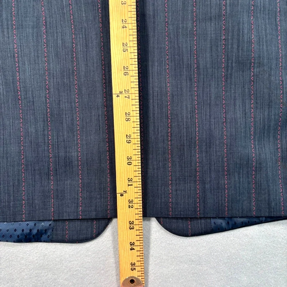 Mazzoni Navy Red Pinstripe 3 Button Blazer Sport Coat Jacket 46L Bold Neo-Preppy